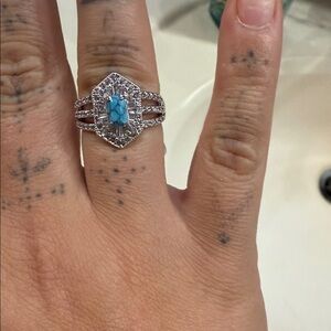 Silver and Turquoise Geometric Ring